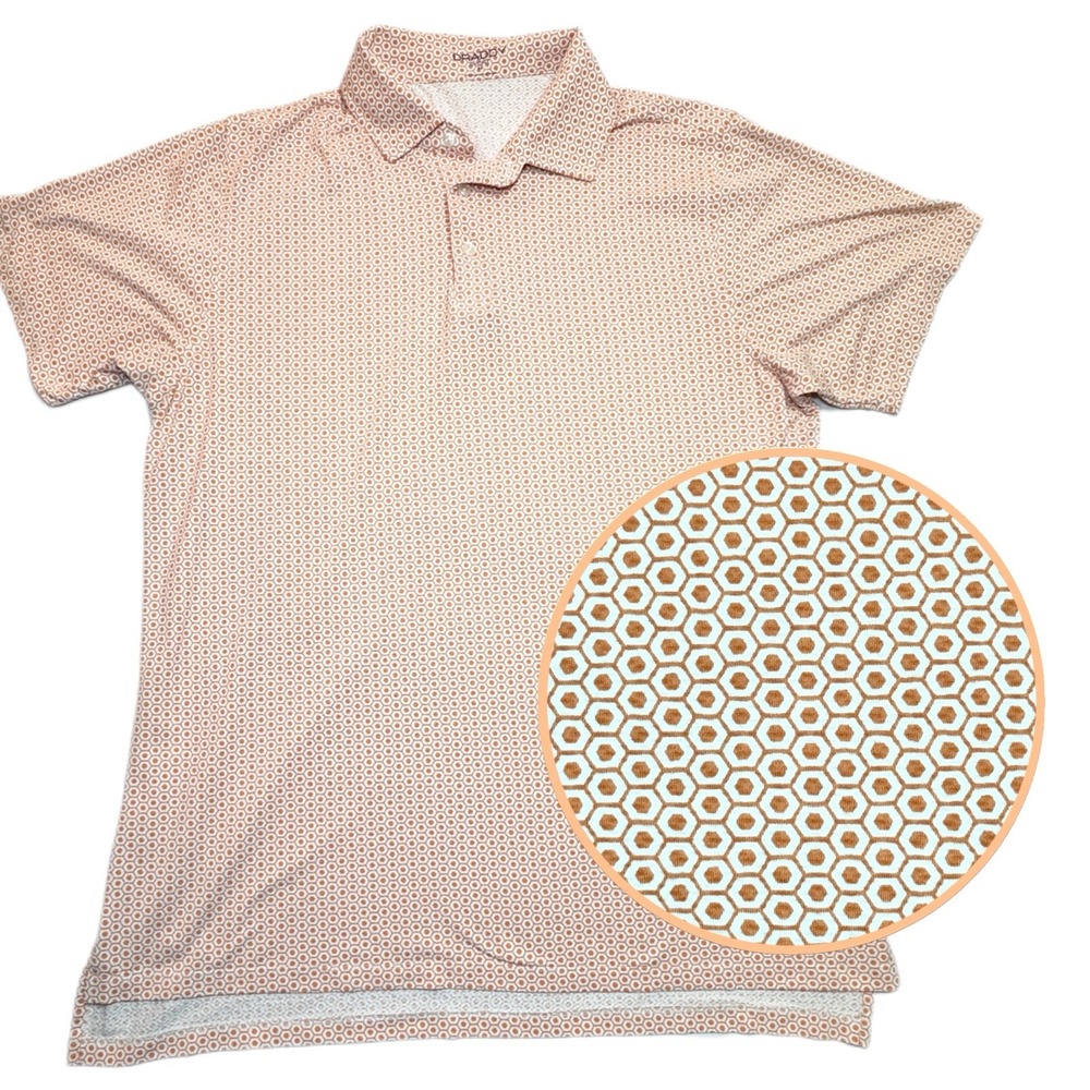 B Draddy Sport Polo Medium Mens Orange Geometric Cooling Performance Golf Shirt